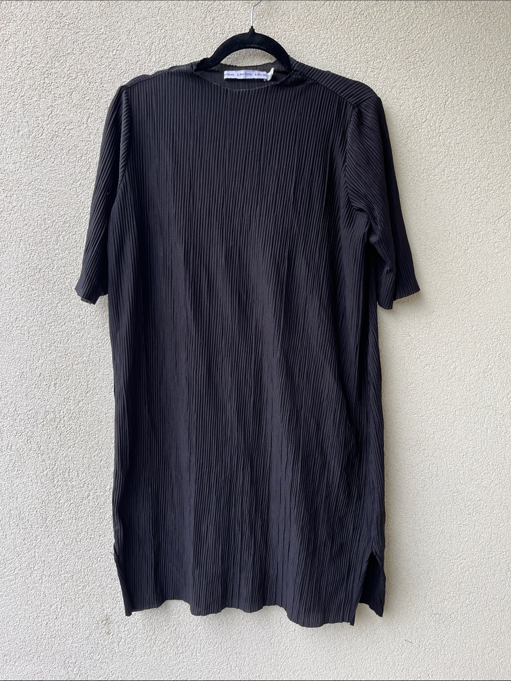 & Other Stories Black Micro-Pleated Midi Dress